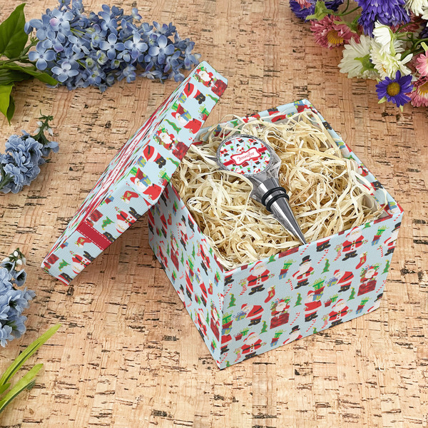 Santa and Presents Gift Boxes with Lid - Canvas Wrapped - Medium - In Context