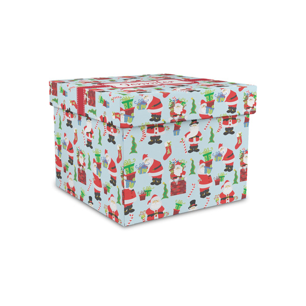 Custom Santa and Presents Gift Box with Lid - Canvas Wrapped - Small (Personalized)