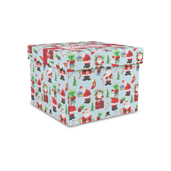 Santa and Presents Gift Boxes with Lid - Canvas Wrapped - Small - Front/Main