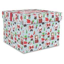 Santa and Presents Gift Box with Lid - Canvas Wrapped - X-Large (Personalized)