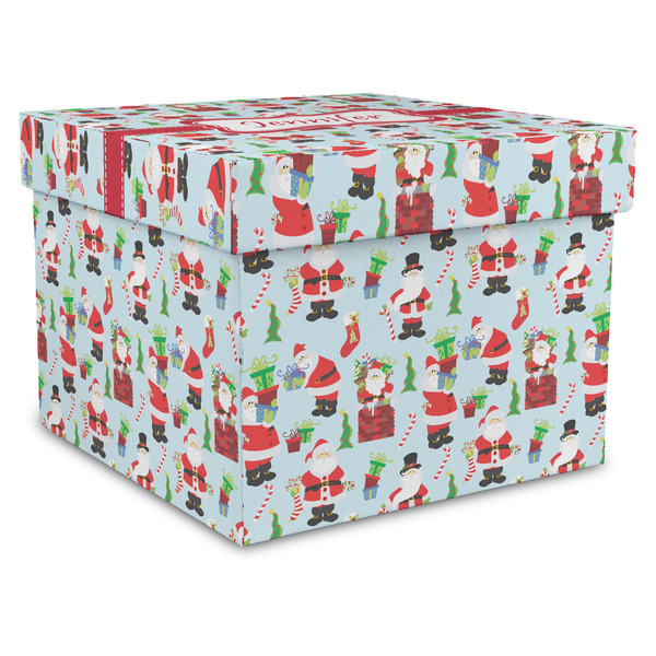 Custom Santa and Presents Gift Box with Lid - Canvas Wrapped - X-Large (Personalized)