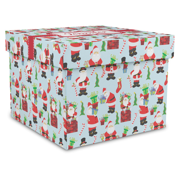 Custom Santa and Presents Gift Box with Lid - Canvas Wrapped - XX-Large (Personalized)
