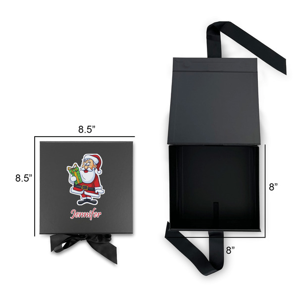 Santa and Presents Gift Boxes with Magnetic Lid - Black - Open & Closed
