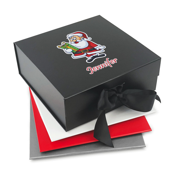Custom Santa and Presents Gift Box with Magnetic Lid (Personalized)