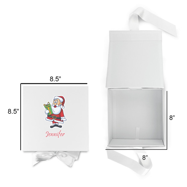 Santa and Presents Gift Boxes with Magnetic Lid - White - Open & Closed