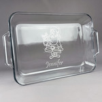 Santa and Presents Glass Baking Dish - 13in x 9in (Personalized)