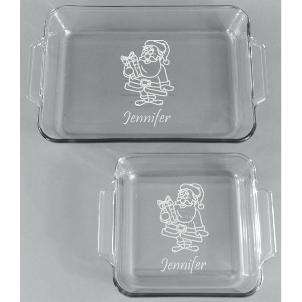 Santa and Presents Glass Baking Dish Set - FRONT
