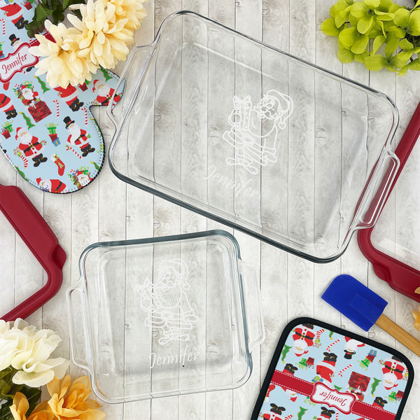 Santa and Presents Glass Baking Dish Set - LIFESTYLE