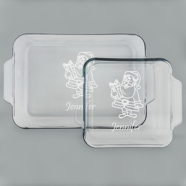 Santa and Presents Glass Baking Dish Set - MAIN (set)