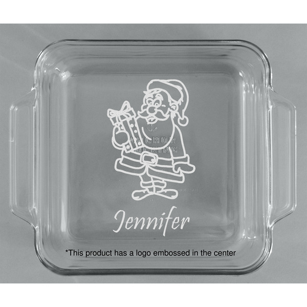 Santa and Presents Glass Cake Dish - APPROVAL (8x8)