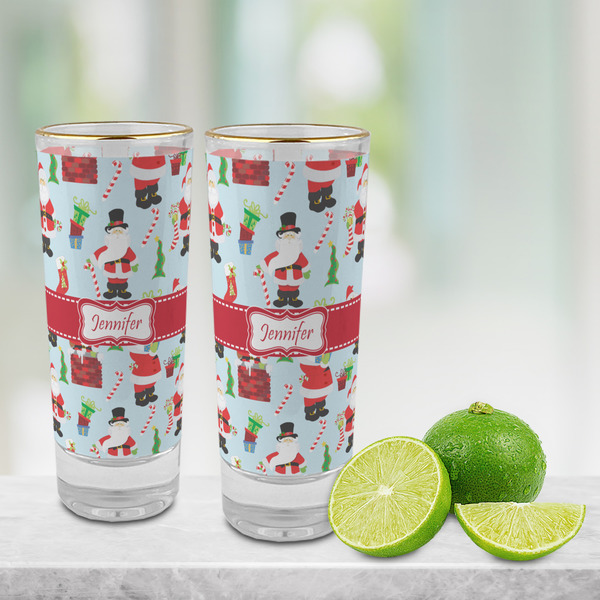 Santa and Presents Glass Shot Glass - 2 oz - LIFESTYLE
