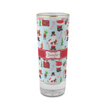 Santa and Presents 2 oz Shot Glass - Glass with Gold Rim (Personalized)