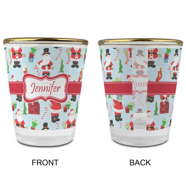 Santa and Presents Glass Shot Glass - with gold rim - APPROVAL