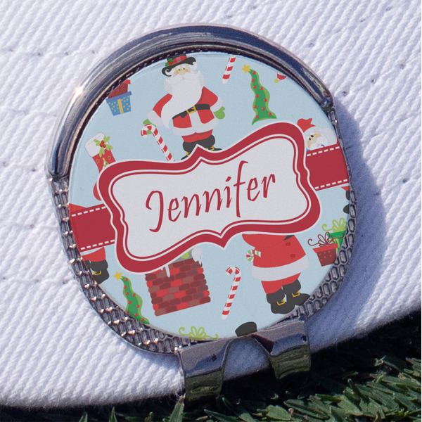 Custom Santa and Presents Golf Ball Marker - Hat Clip