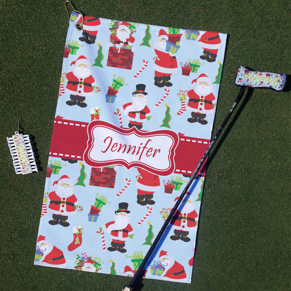 Custom Santa and Presents Golf Towel Gift Set w/ Name or Text