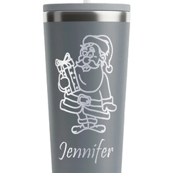 Santa and Presents RTIC Everyday Tumbler with Straw - 28oz - Grey - Single-Sided (Personalized)