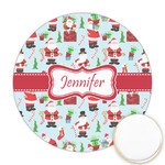 Santa and Presents Printed Cookie Topper - Round (Personalized)