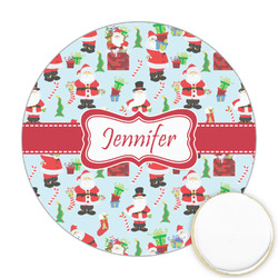 Santa and Presents Printed Cookie Topper - Round (Personalized)