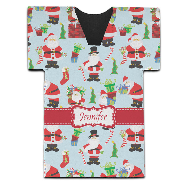 Custom Santa and Presents Jersey Bottle Cooler (Personalized)