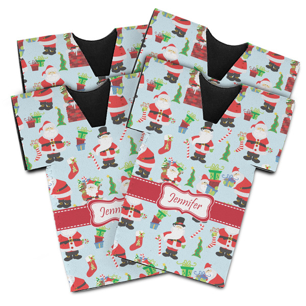 Santa and Presents Jersey Bottle Cooler - Set of 4 - MAIN (flat)