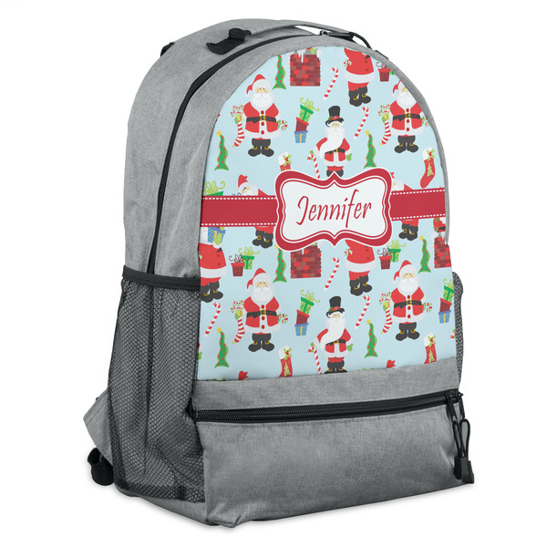Custom Santa and Presents Backpack - Grey (Personalized)
