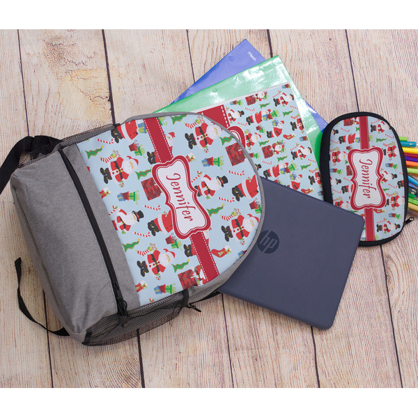 Santa and Presents Large Backpack - Gray - With Stuff