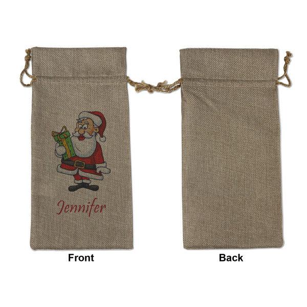 Santa and Presents Large Burlap Gift Bags - Front Approval