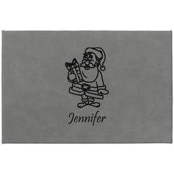 Santa and Presents Large Gift Box w/ Engraved Leather Lid (Personalized)