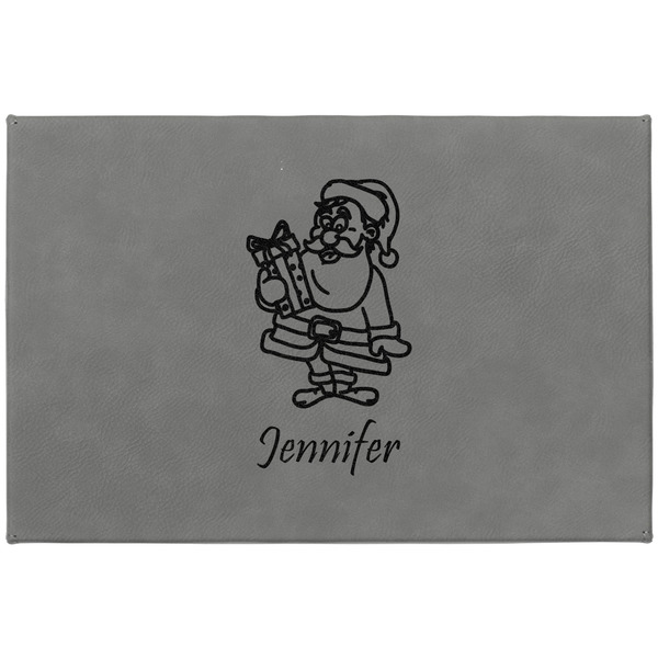 Santa and Presents Large Engraved Gift Box with Leather Lid - Approval