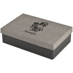 Santa and Presents Large Gift Box w/ Engraved Leather Lid (Personalized)