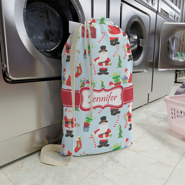 Santa and Presents Large Laundry Bag - In Context