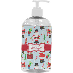 Santa and Presents Plastic Soap / Lotion Dispenser (16 oz - Large - White) (Personalized)
