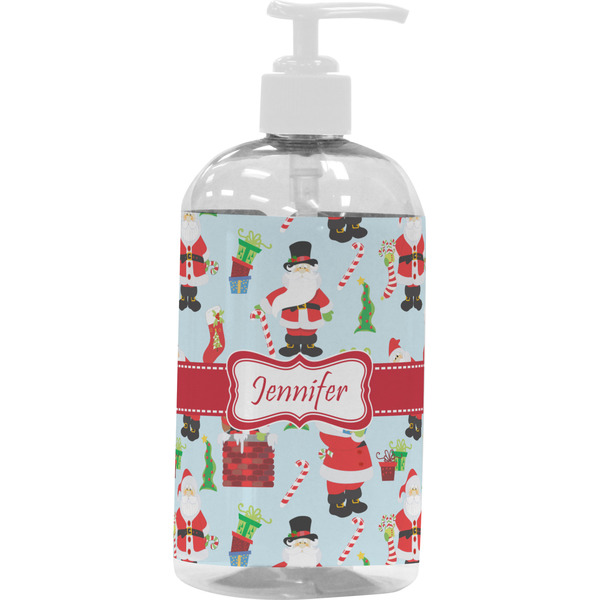 Custom Santa and Presents Plastic Soap / Lotion Dispenser (16 oz - Large - White) (Personalized)