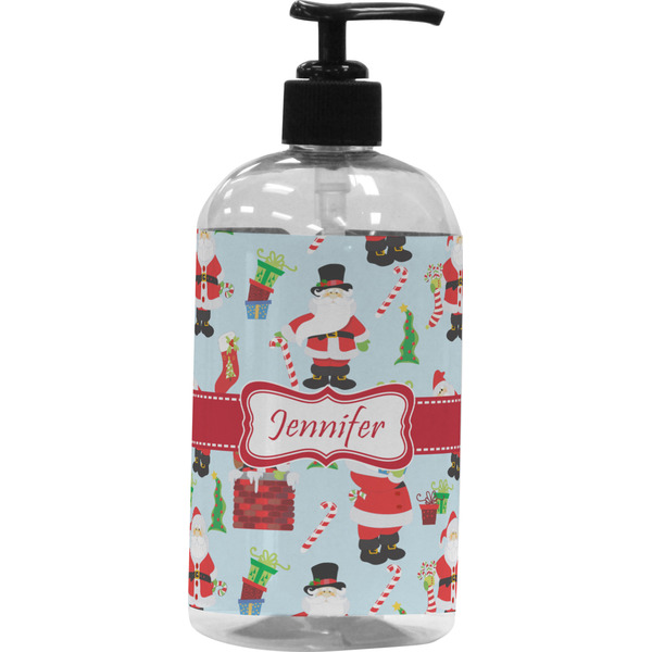 Custom Santa and Presents Plastic Soap / Lotion Dispenser (16 oz - Large - Black) (Personalized)
