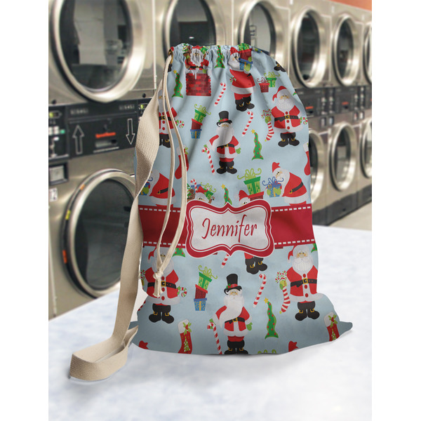Santa and Presents Laundry Bag in Laundromat
