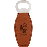 Santa and Presents Leatherette Bottle Opener - Double Sided (Personalized)