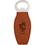 Santa and Presents Leatherette Bottle Opener - Single Sided (Personalized)
