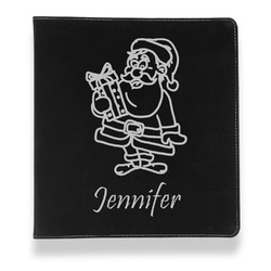 Santa and Presents Leather Binder - 1" - Black (Personalized)