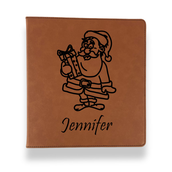 Custom Santa and Presents Leather Binder - 1" - Rawhide (Personalized)