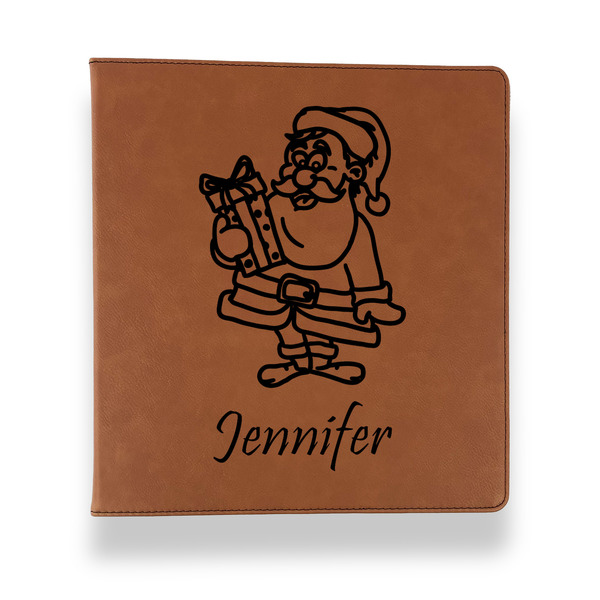 Santa and Presents Leather Binder - 1" - Rawhide - Front View