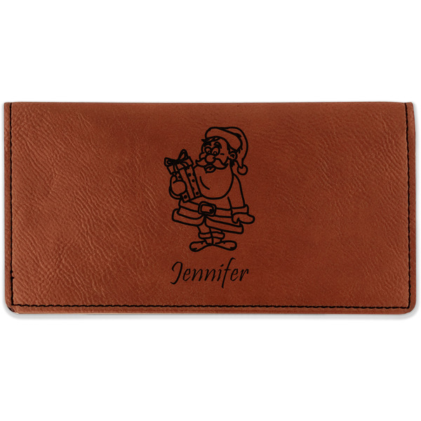 Custom Santa and Presents Leatherette Checkbook Holder (Personalized)