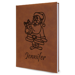 Santa and Presents Leather Sketchbook - Large - Double Sided (Personalized)
