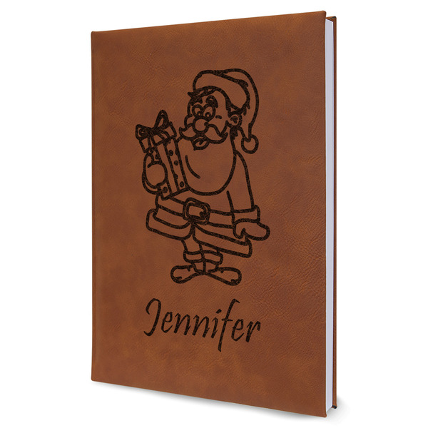 Custom Santa and Presents Leather Sketchbook (Personalized)