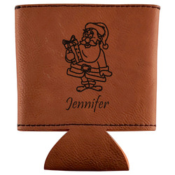 Santa and Presents Leatherette Can Sleeve (Personalized)