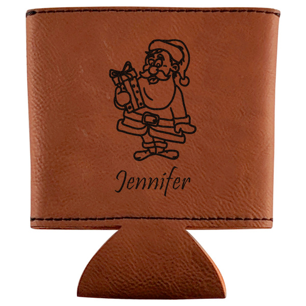 Custom Santa and Presents Leatherette Can Sleeve (Personalized)