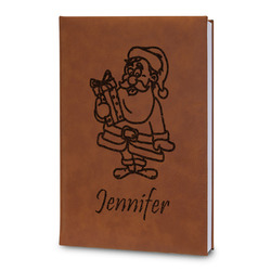Santa and Presents Leatherette Journal - Large - Double Sided (Personalized)