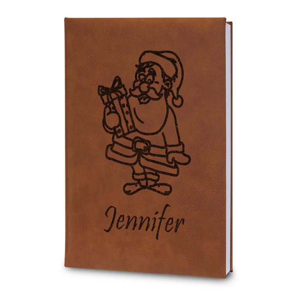 Custom Santa and Presents Leatherette Journal - Large - Double Sided (Personalized)