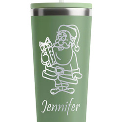Santa and Presents RTIC Everyday Tumbler with Straw - 28oz - Light Green - Single-Sided (Personalized)