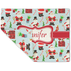 Santa and Presents Double-Sided Linen Placemat - Single w/ Name or Text