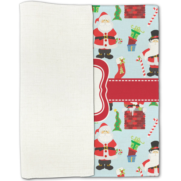 Santa and Presents Linen Placemat - Folded Half
